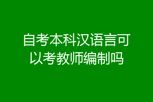 自考本科汉语言可以考教师编制吗