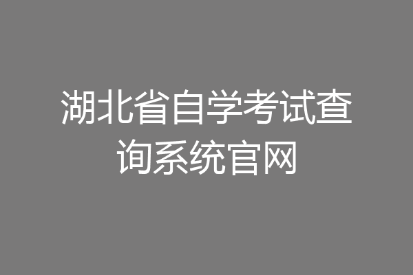 湖北省自学考试查询系统官网