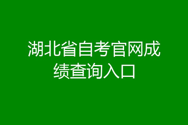 湖北省自考官网成绩查询入口
