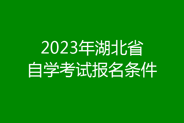 2023年湖北省自学考试报名条件
