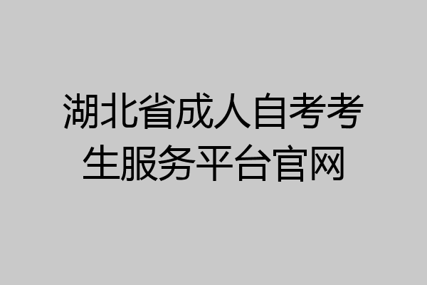 湖北省成人自考考生服务平台官网