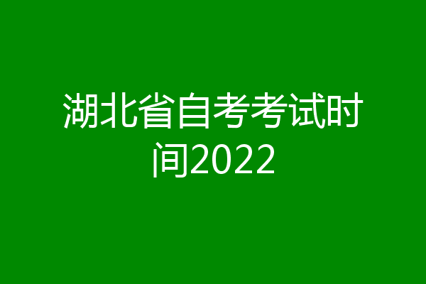 湖北省自考考试时间2022