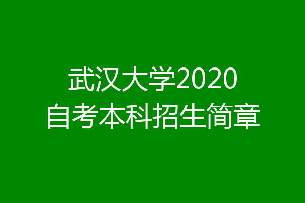 武汉大学2020自考本科招生简章
