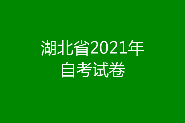 湖北省2021年自考试卷