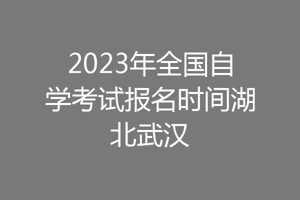 2023年全国自学考试报名时间湖北武汉