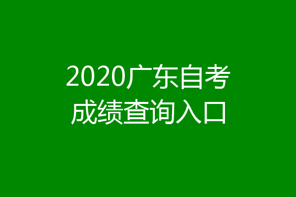 2020广东自考成绩查询入口