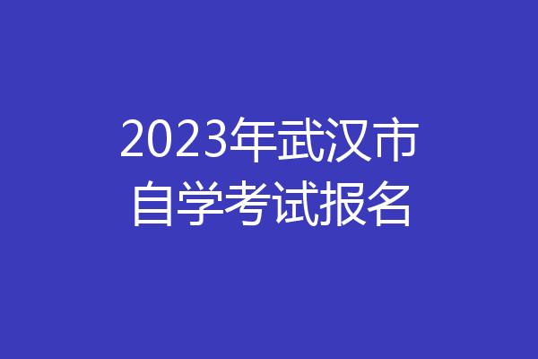 2023年武汉市自学考试报名