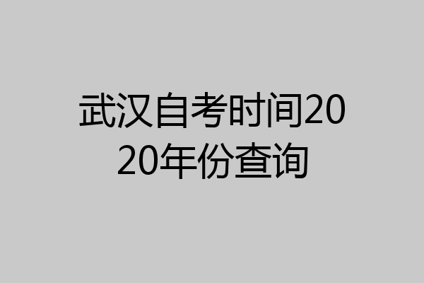 武汉自考时间2020年份查询