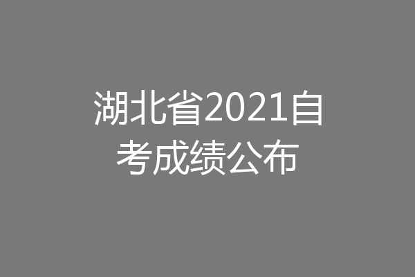 湖北省2021自考成绩公布
