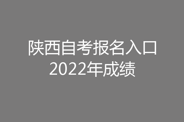 陕西自考报名入口2022年成绩
