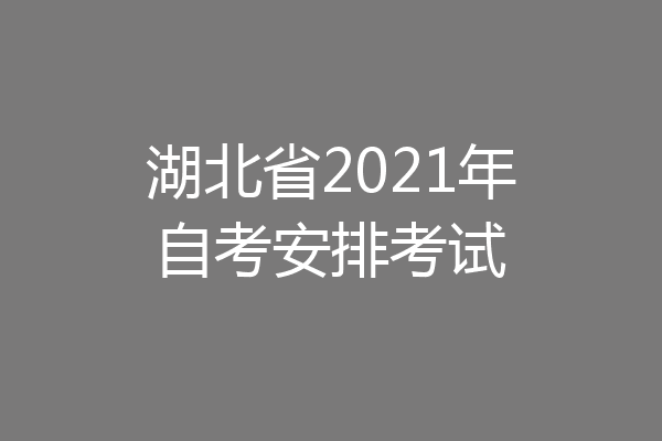 湖北省2021年自考安排考试