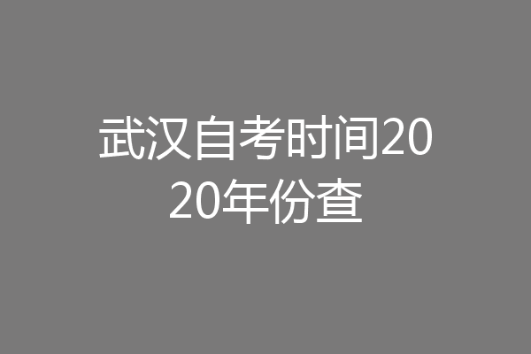 武汉自考时间2020年份查