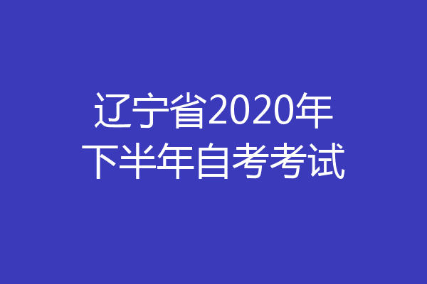 辽宁省2020年下半年自考考试