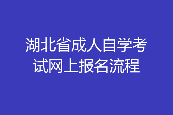 湖北省成人自学考试网上报名流程