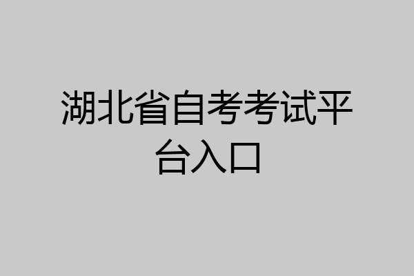 湖北省自考考试平台入口