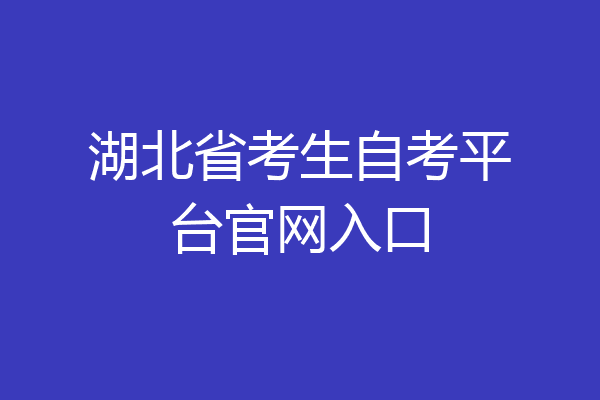 湖北省考生自考平台官网入口