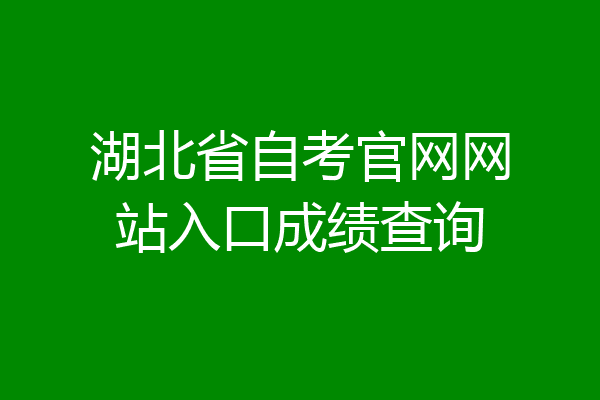 湖北省自考官网网站入口成绩查询
