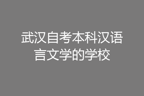 武汉自考本科汉语言文学的学校