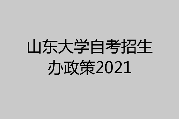 山东大学自考招生办政策2021