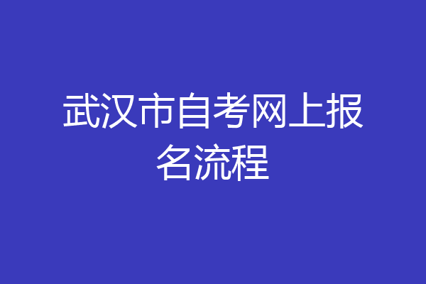武汉市自考网上报名流程
