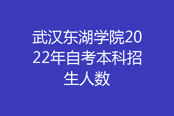 武汉东湖学院2022年自考本科招生人数
