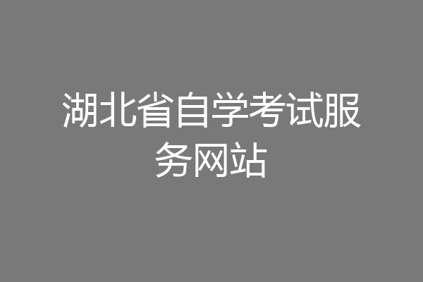 湖北省自学考试服务网站