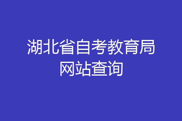 湖北省自考教育局网站查询
