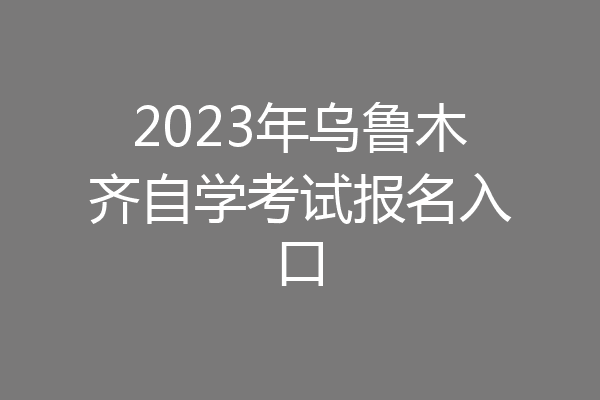 2023年乌鲁木齐自学考试报名入口