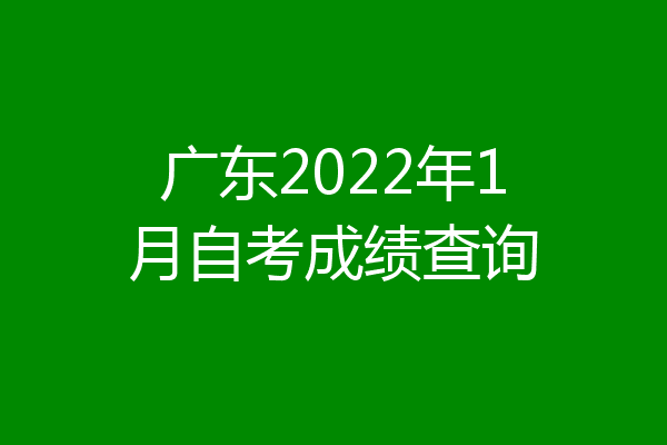 广东2022年1月自考成绩查询