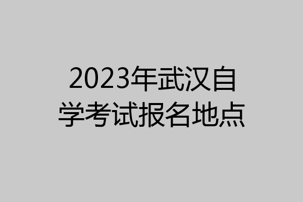 2023年武汉自学考试报名地点