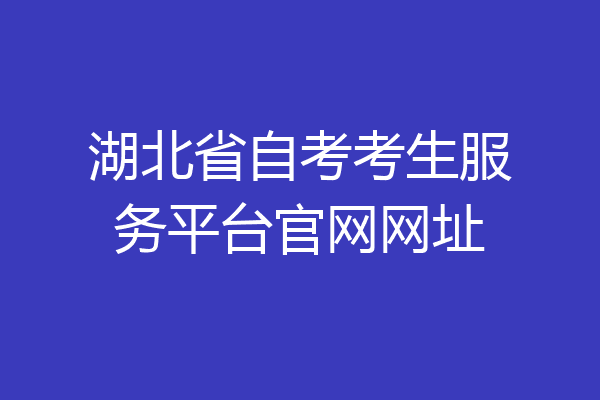 湖北省自考考生服务平台官网网址