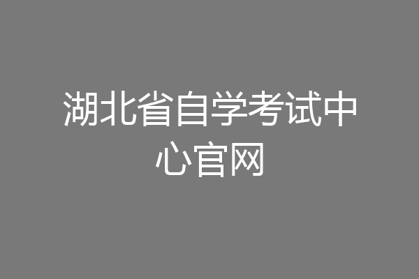 湖北省自学考试中心官网