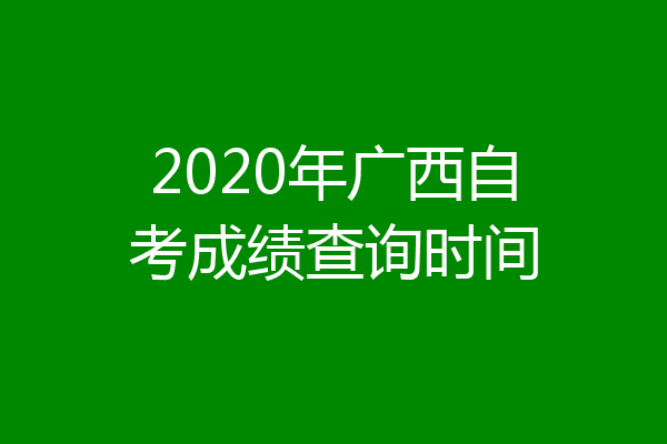 2020年广西自考成绩查询时间
