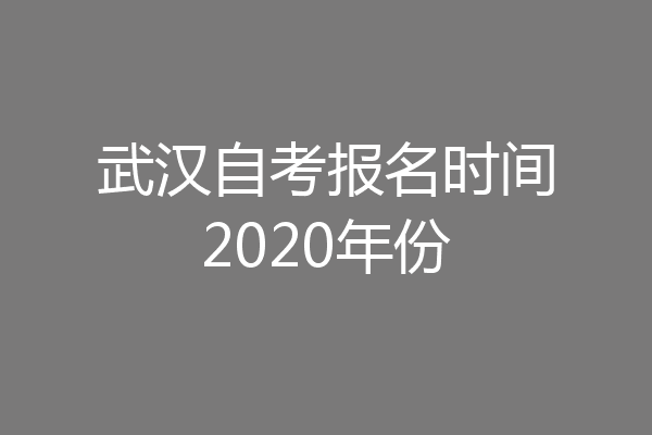 武汉自考报名时间2020年份
