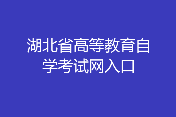 湖北省高等教育自学考试网入口
