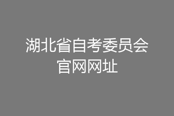 湖北省自考委员会官网网址