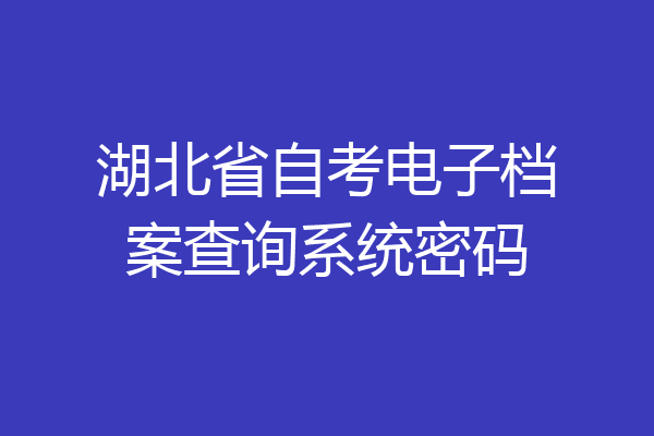 湖北省自考电子档案查询系统密码