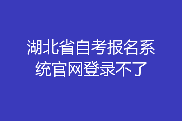 湖北省自考报名系统官网登录不了