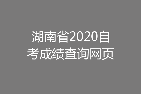湖南省2020自考成绩查询网页