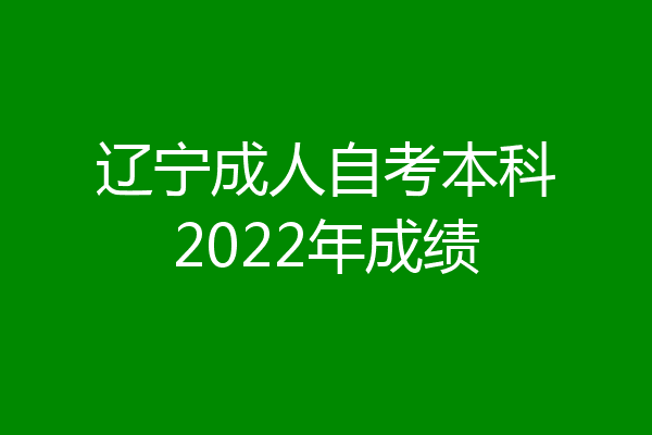 辽宁成人自考本科2022年成绩