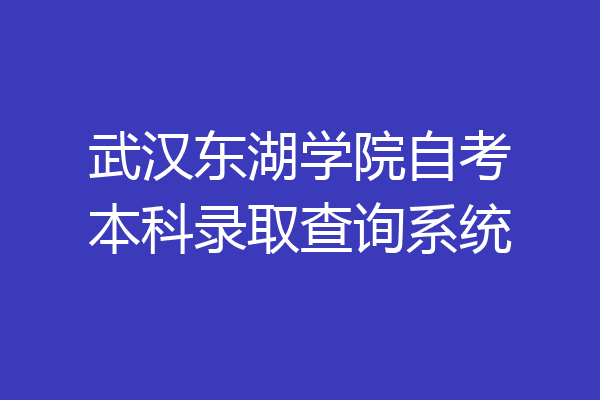 武汉东湖学院自考本科录取查询系统