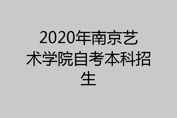 2020年南京艺术学院自考本科招生