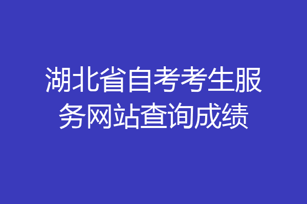 湖北省自考考生服务网站查询成绩