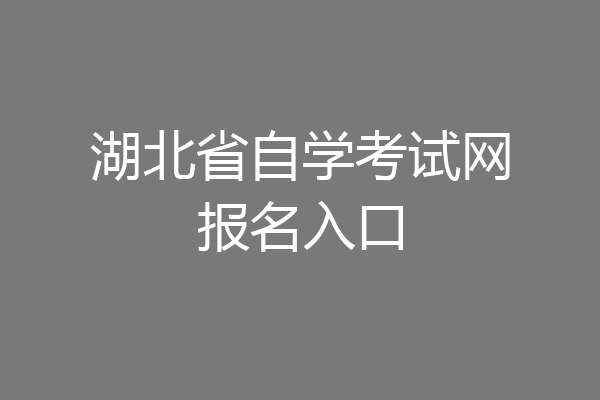 湖北省自学考试网报名入口