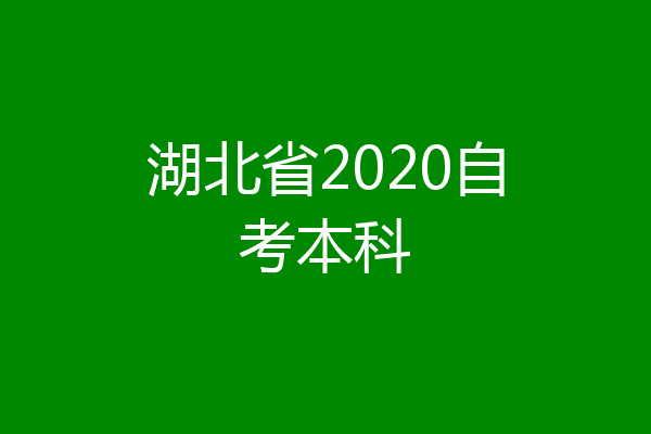 湖北省2020自考本科