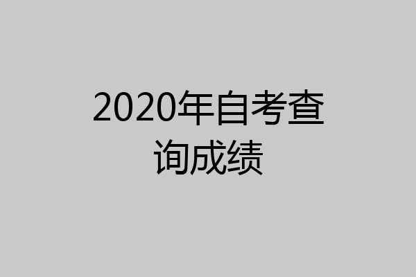 2020年自考查询成绩