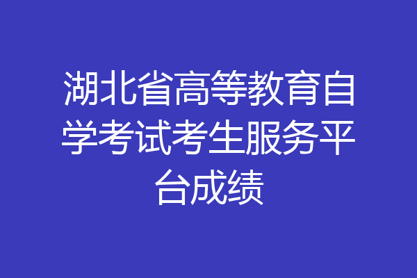 湖北省高等教育自学考试考生服务平台成绩