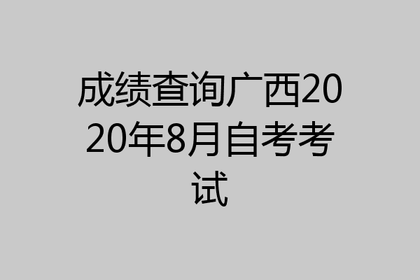 成绩查询广西2020年8月自考考试