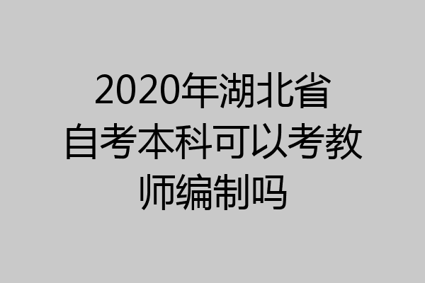 2020年湖北省自考本科可以考教师编制吗