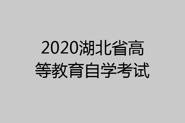 2020湖北省高等教育自学考试